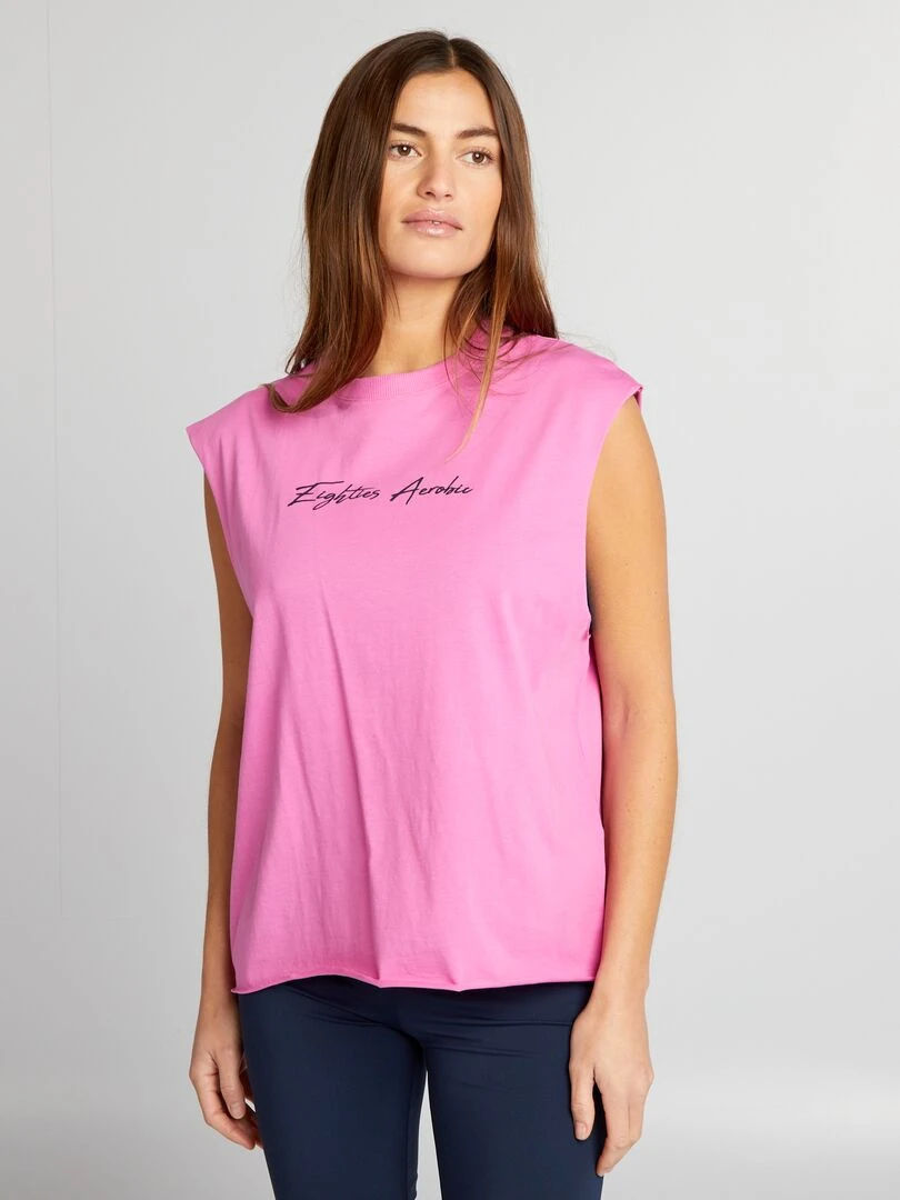 T shirt sans manches   Rose