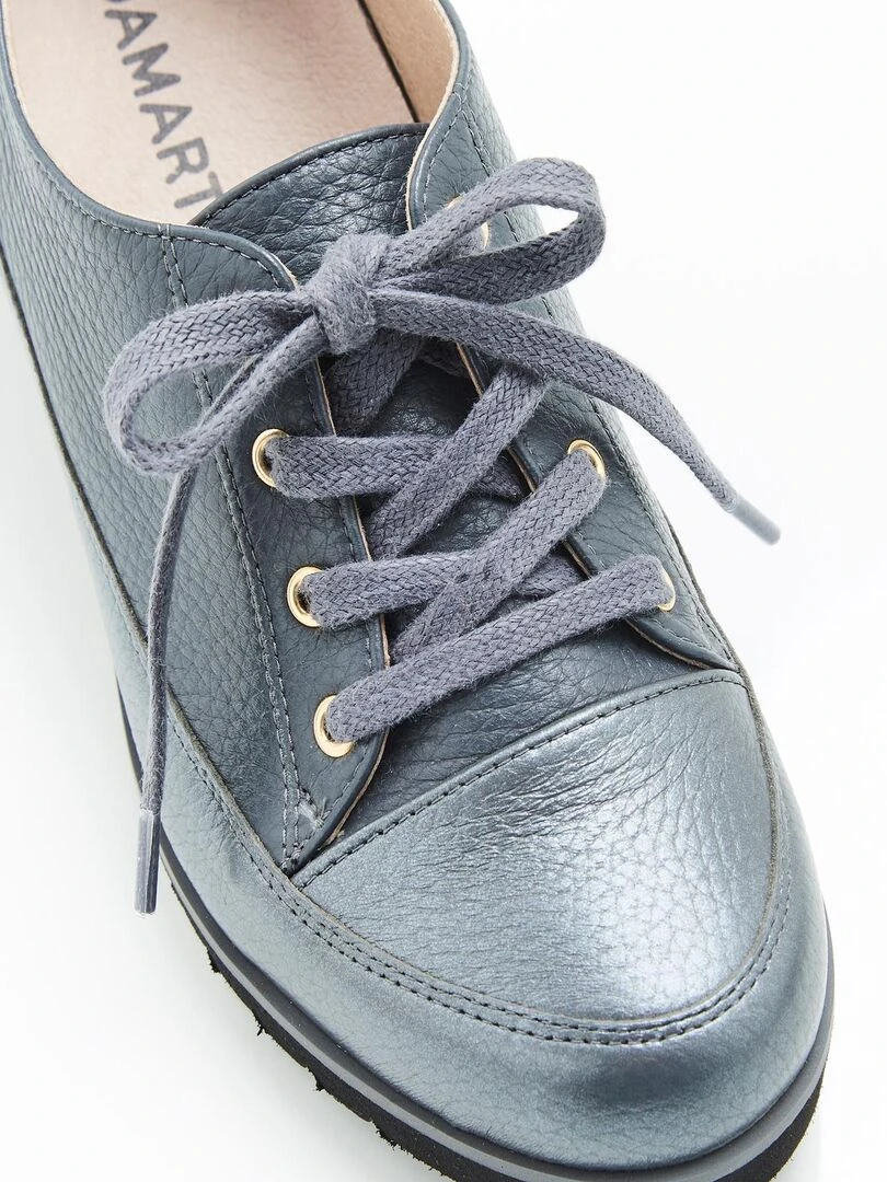 Derbies compensés à lacets  dessus cuir cerf   Damart   Gris foncé