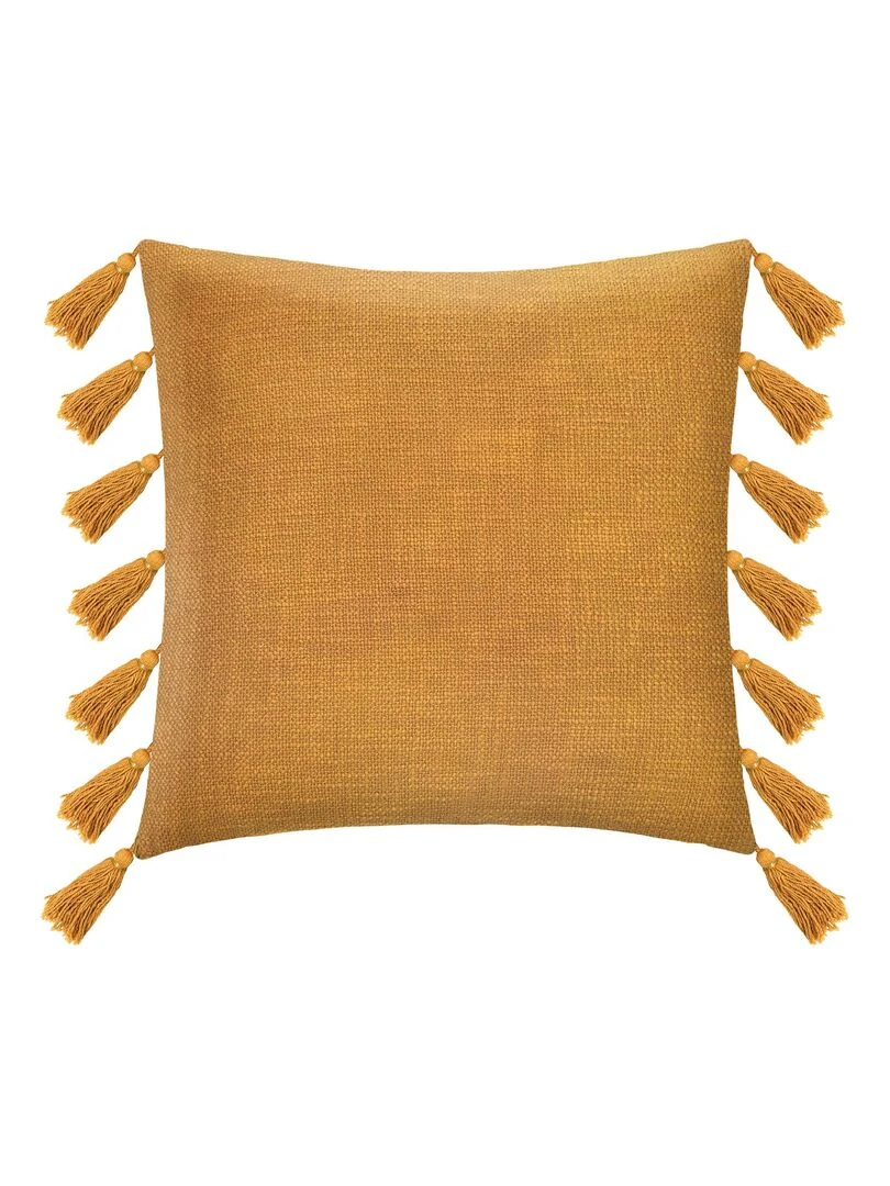 Coussin gypsy avec pompons Jaune