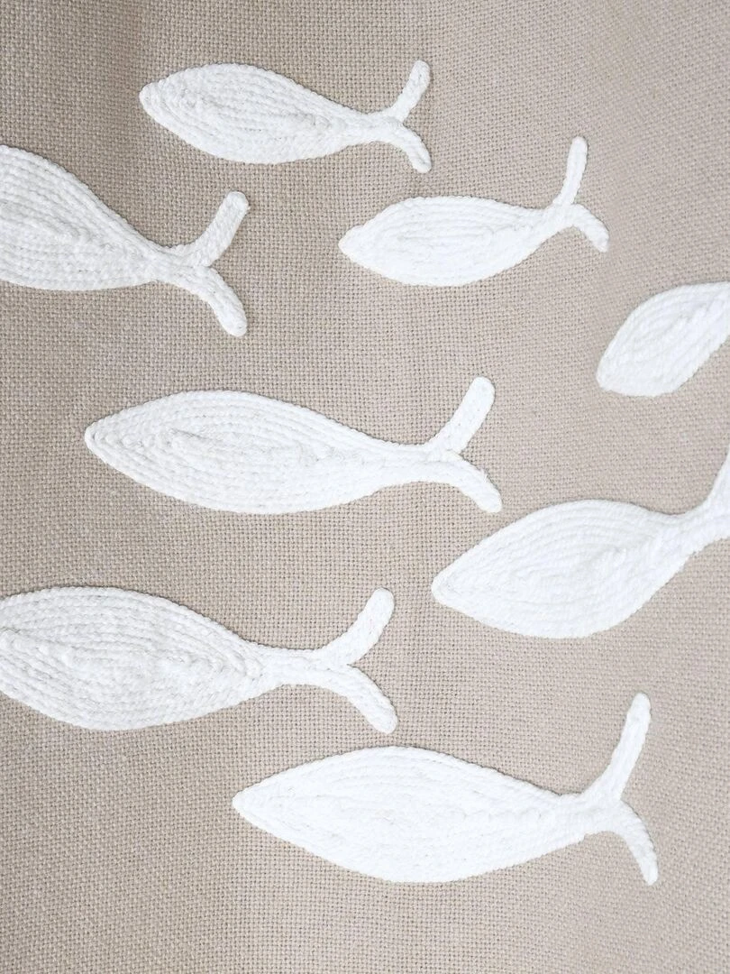 Rideau tamisant imprimé de petits poissons   Beige