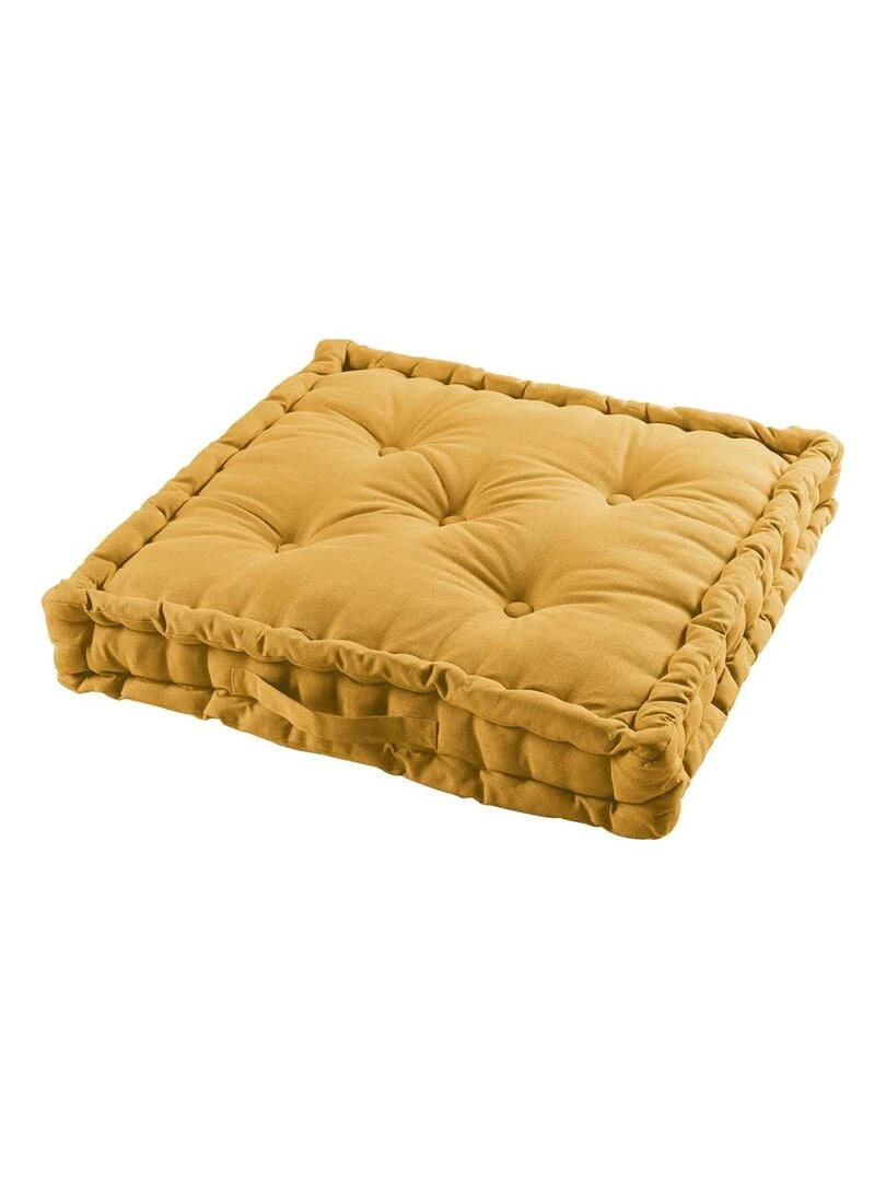 Coussin de sol 60x60 cm Panama miel coton Jaune