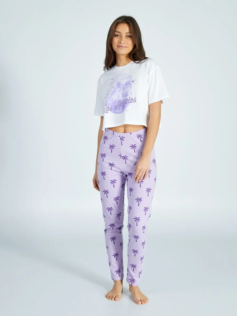 Pyjama 'Barbie' 2 pièces Blanc/violet