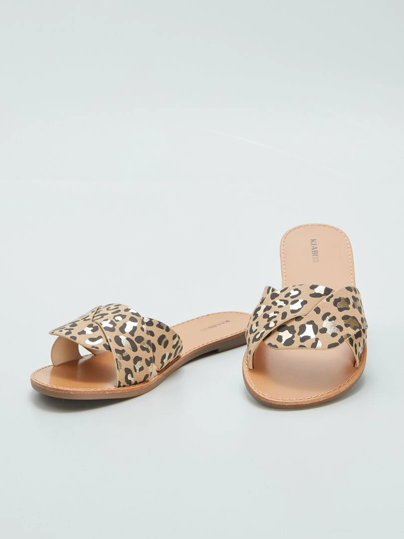 Mules à imprimé léopard   Marron