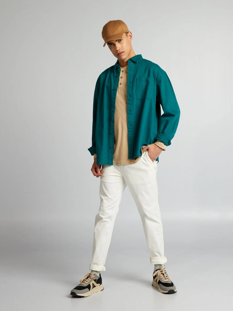 T shirt col tunisien   Beige