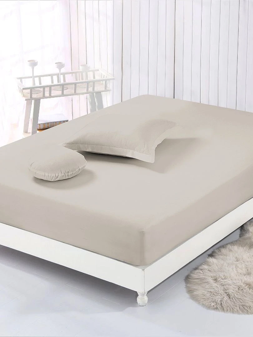 Drap housse uni   beige
