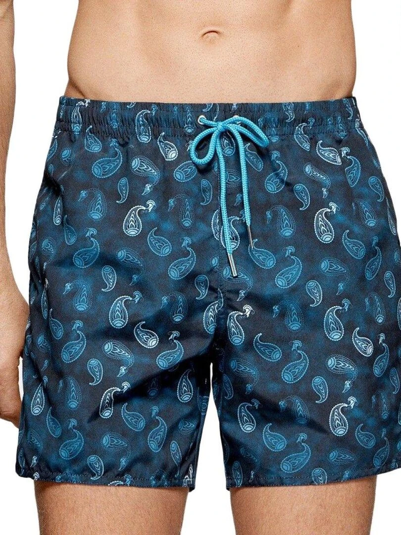 Maillot de bain short imprimé paisley Macassar Bleu