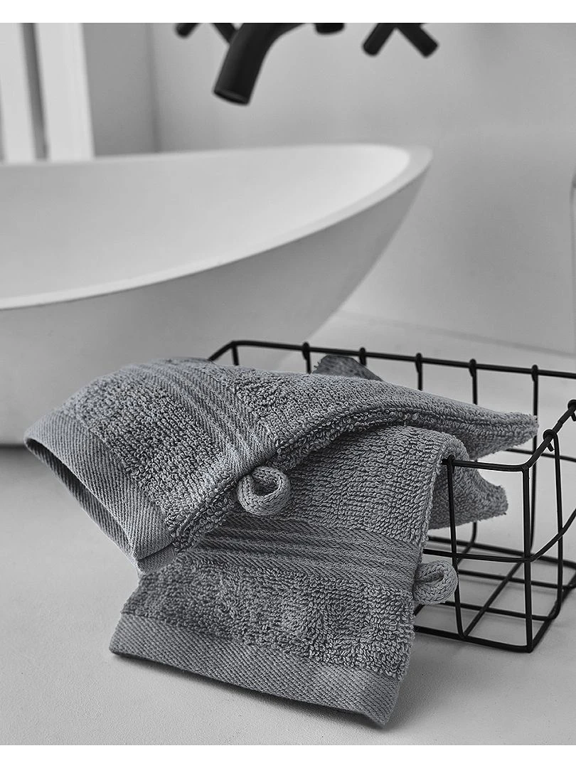 Lot de 2 gants de toilette gris