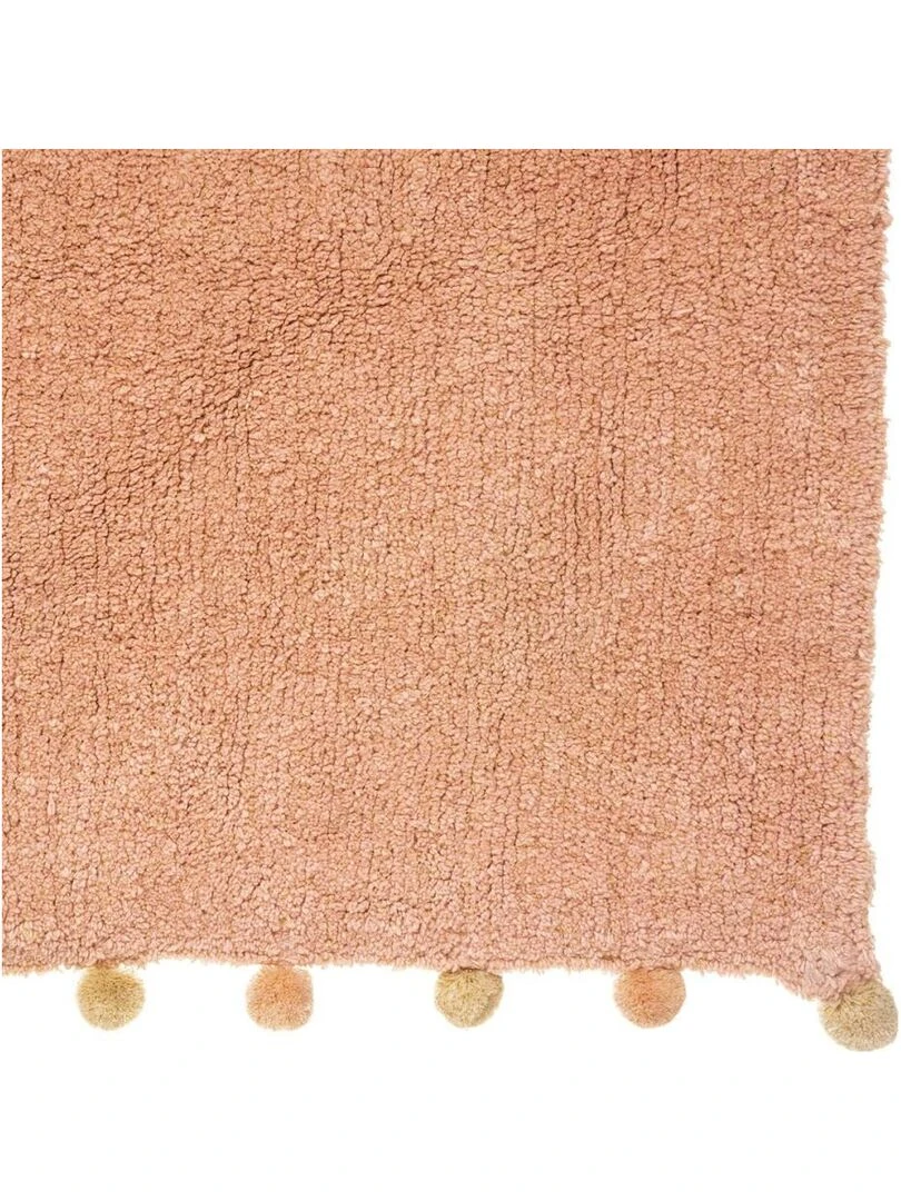 Tapis rectangle coton pompons 100x150 rose Rose