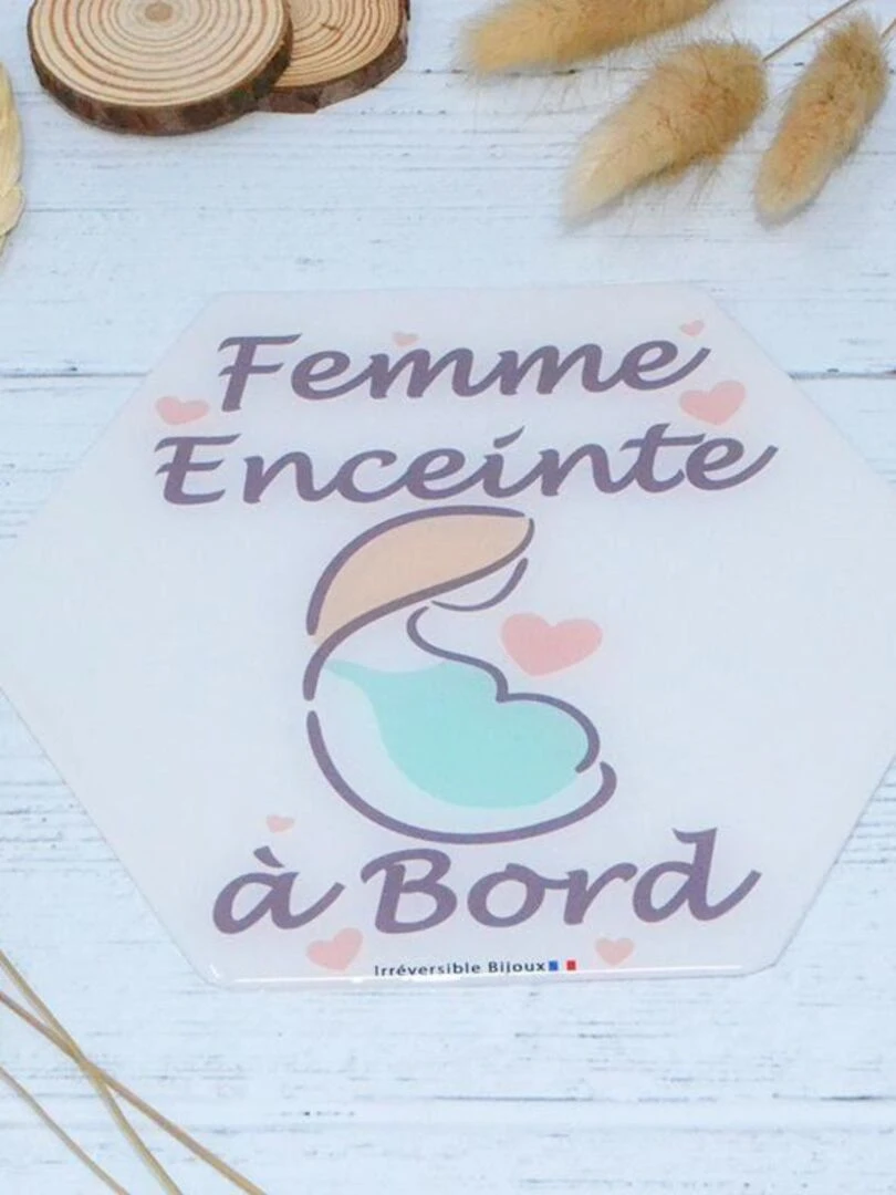 Adhésif / Autocollant bébé à bord Femme enceinte à bord Blanc