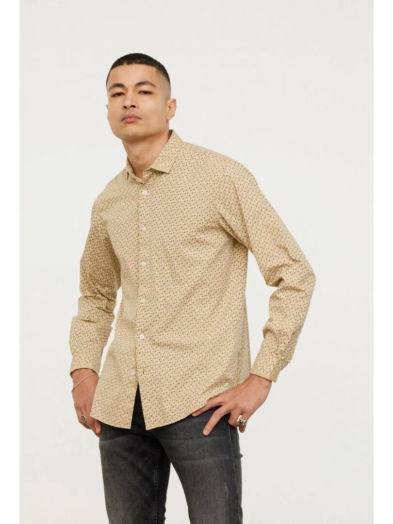 Lee Cooper   Chemise manches longues coton regular DUOMO   Beige argile