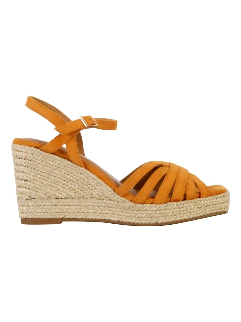 Sandales Compensées à Bride The Divine Factory Orange