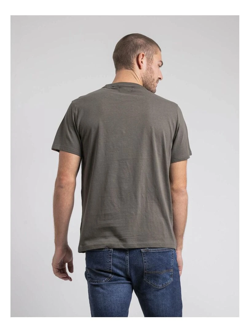 T shirt col rond pur coton JAMEKONG Kaki