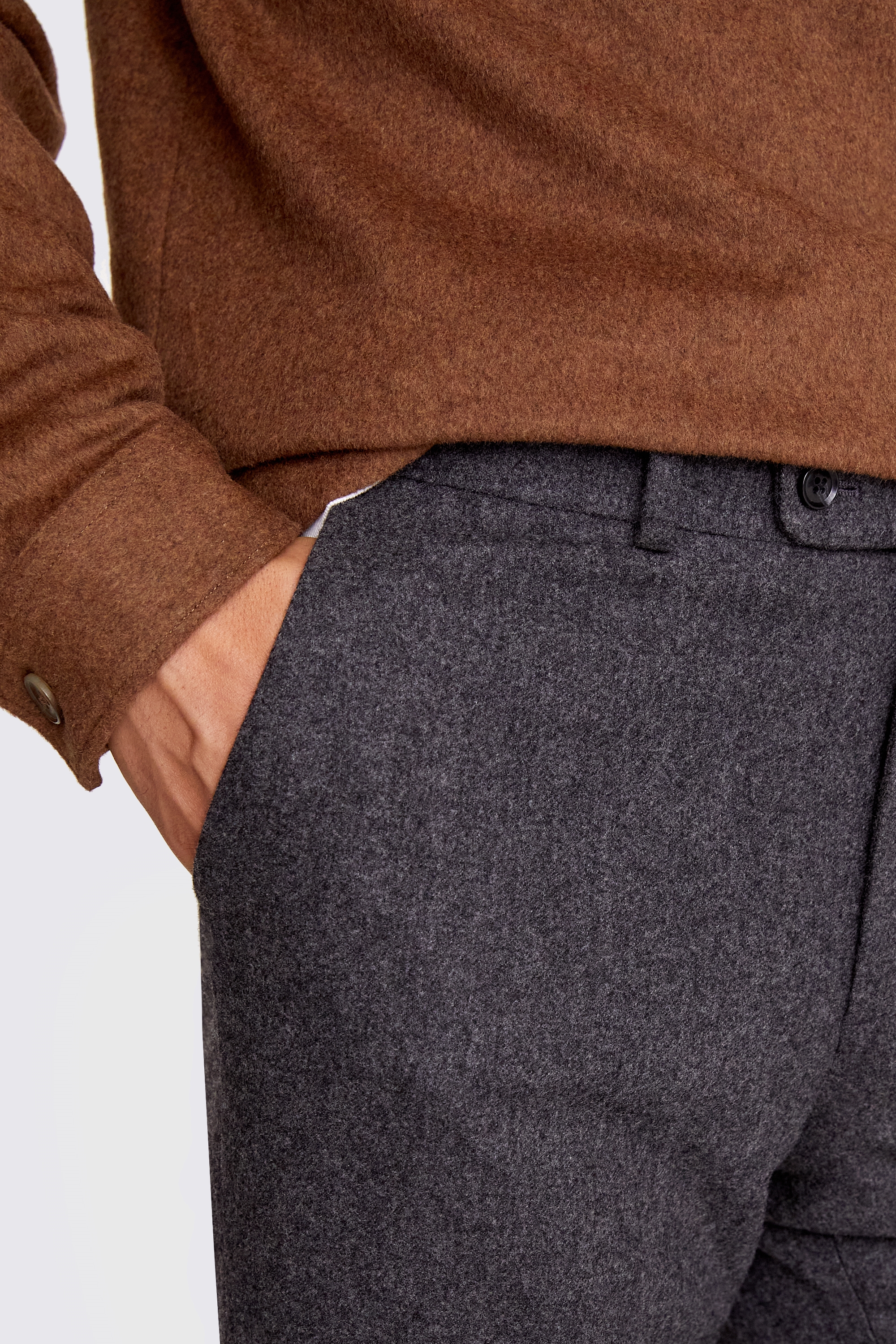 Tailored Fit Charcoal Flannel Trousers   Buy Online at Moss