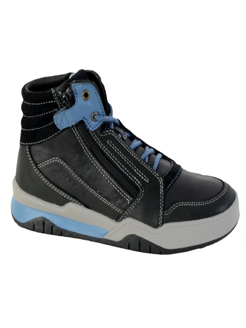 Basket Montante Geox EnfantGarçons J Perth B.D SYNT+WAX.LEA Noir