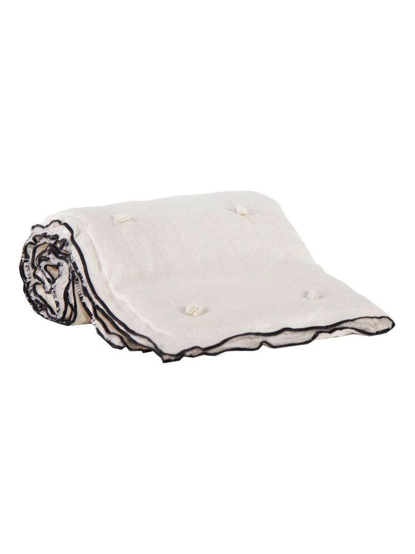 Edredon en lin Effet floral Blanc