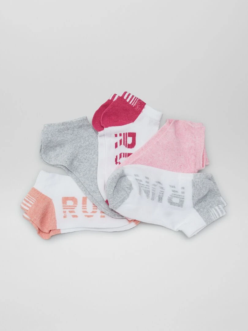 Lot de 5 socquettes Gris/rose