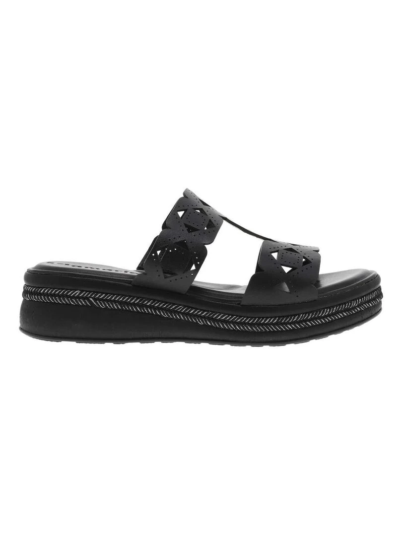 TAMARIS Mules en cuir compensées Noir