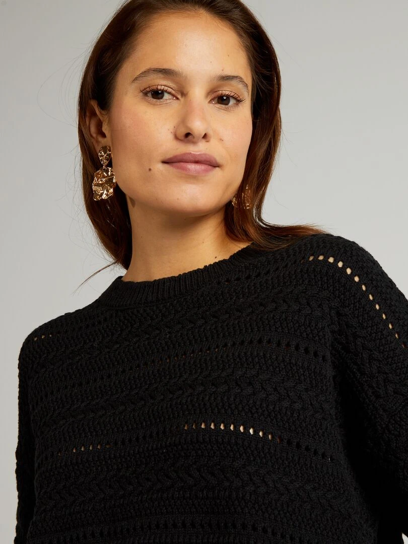 Pull en maille ajourée   noir