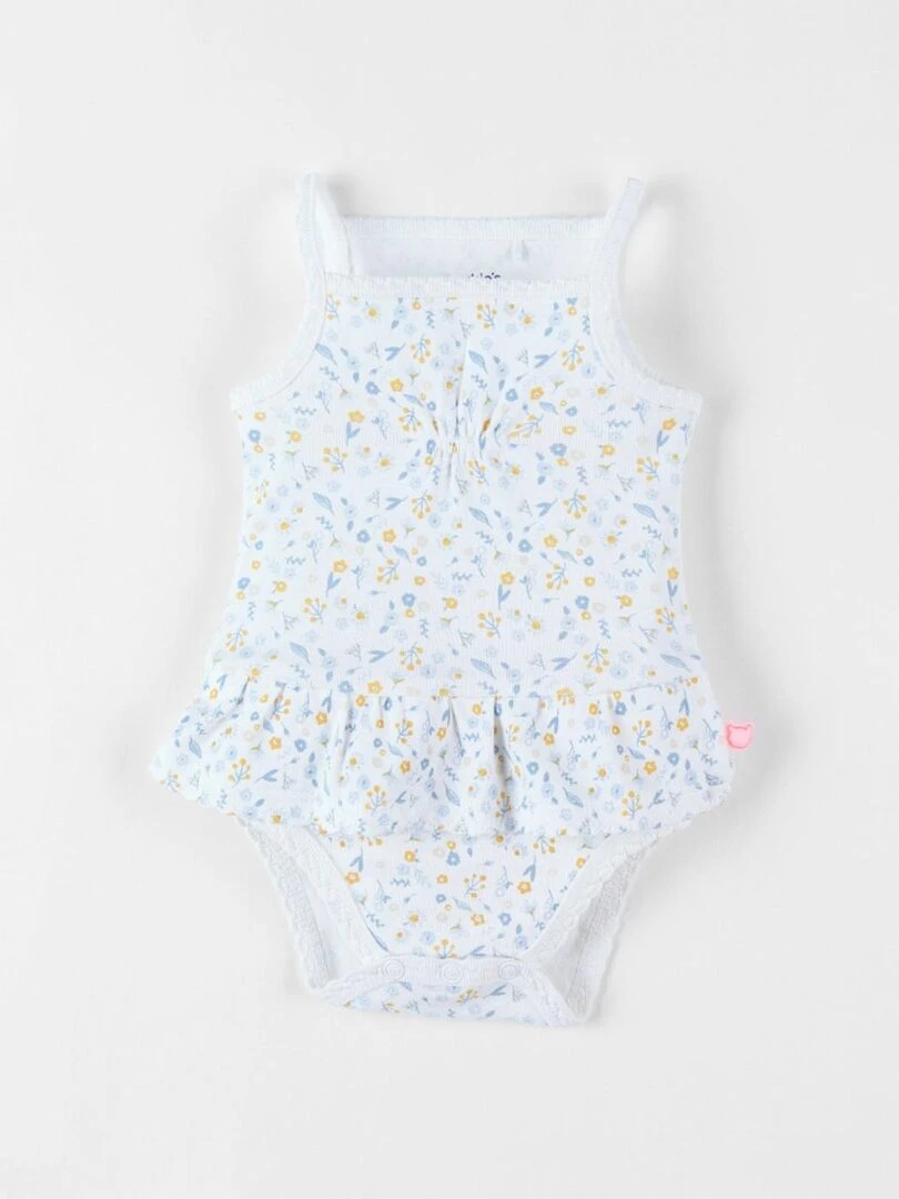 Body jupette imprimé fleuri sans manches éru Noukie's Blanc