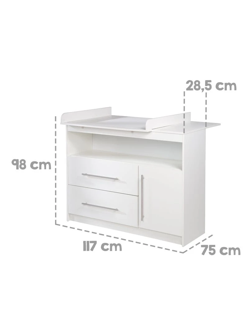 ROBA Large Commode à langer "Maren" avec Plan à Langer Amovible   Hauteur 90 5 cm   Blanc