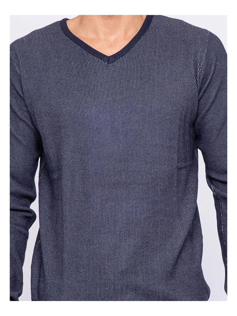 Pull col V LECHEDEK   Bleu marine