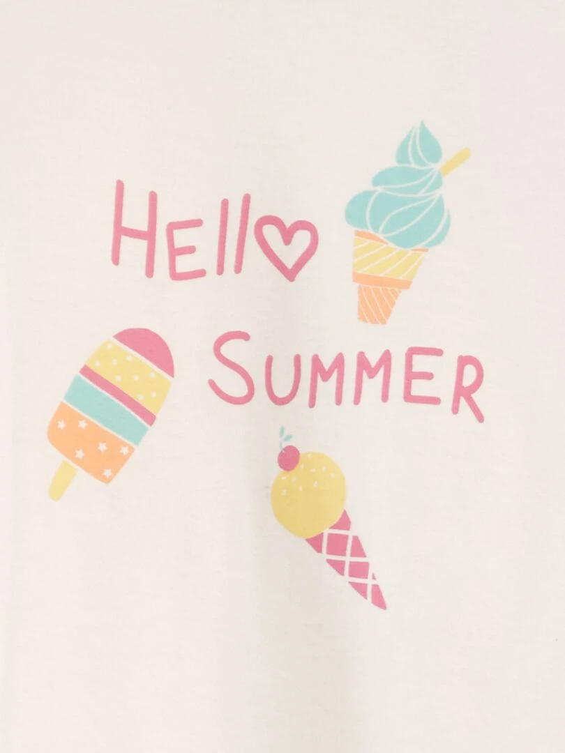 Lot de 2 tee shirts à message Rose/blanc