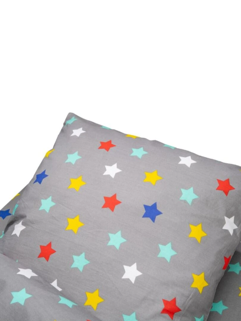 Bleu Câlin   Caradou® Stars Avec Couette 90x190cm Parure Enfant Étoiles   Gris