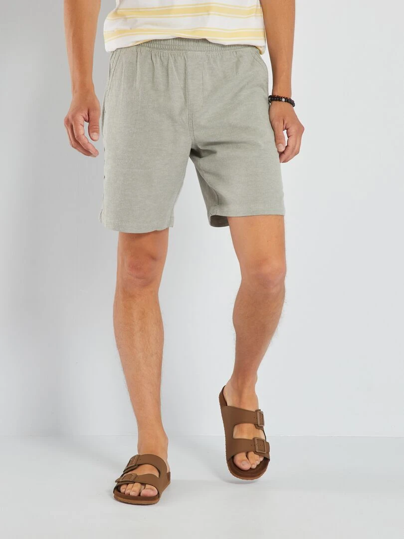 Bermuda uni à taille élastiquée Vert
