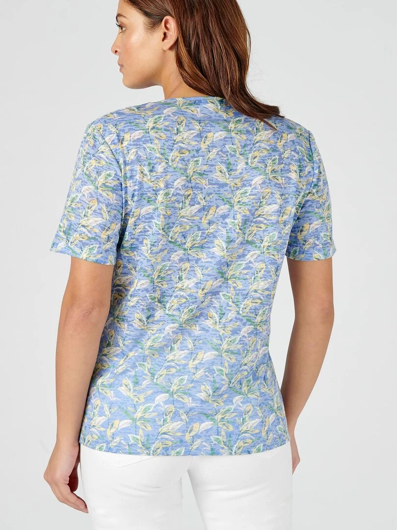 Tee shirt manches courtes imprimé maille dévorée   Damart   Bleu