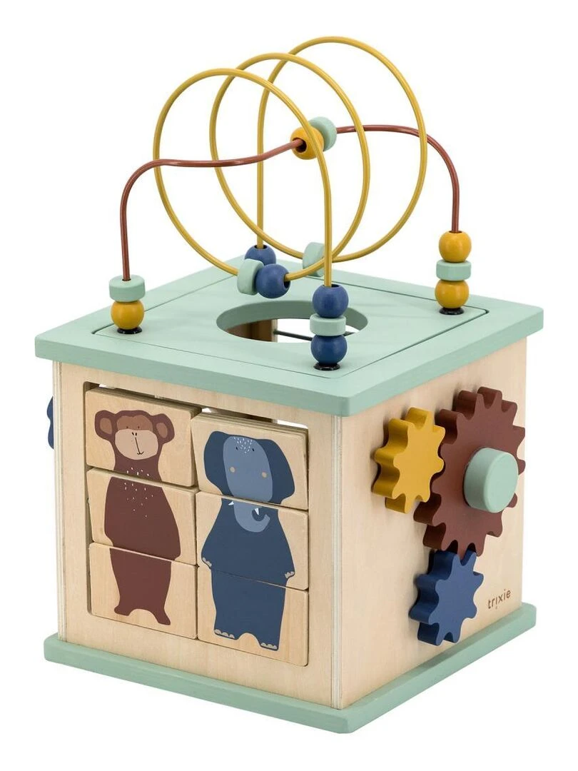 Cube d'activités 5 en 1 en bois Vert d'eau