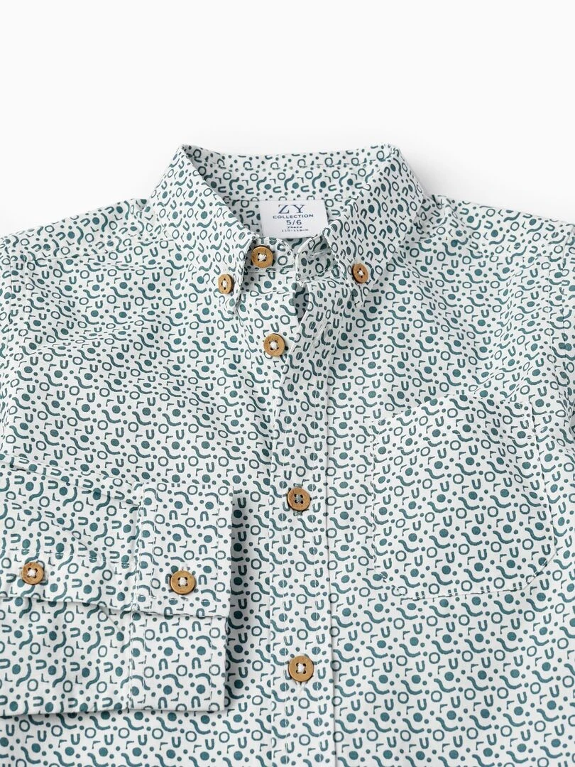 Chemise en coton pour garçon manches longues SICILIAN DAYS   Bleu clair