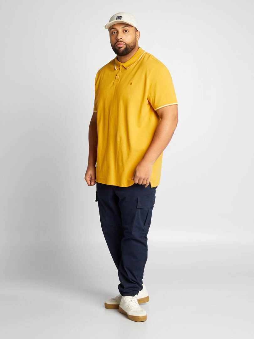 Polo en coton à contrastes Jaune