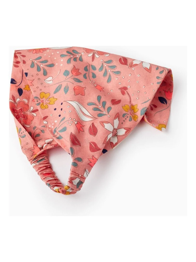 Foulard pour Cheveux + Blouse en Coton pour Bébé Fille 'Floral' manches courtes   Orange clair