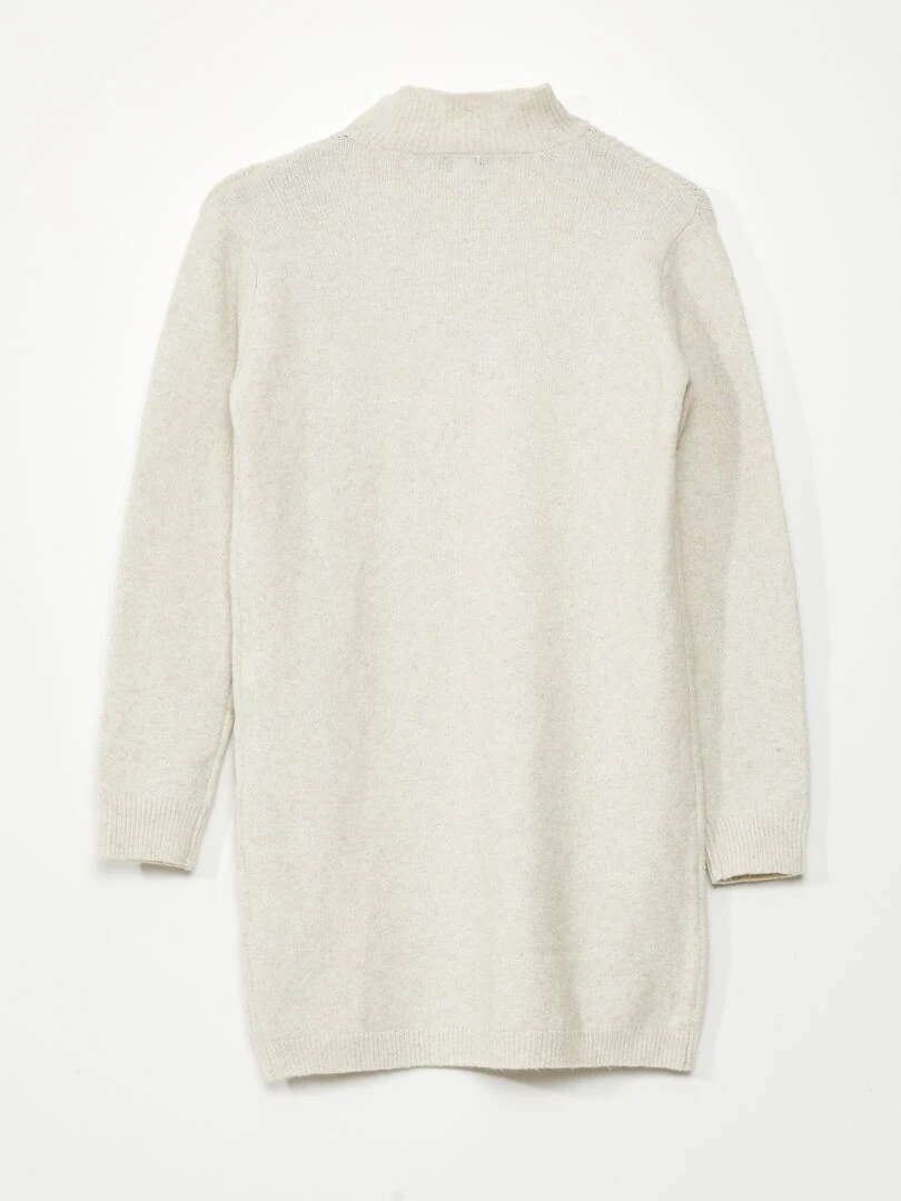 Robe pull en maille col montant Beige