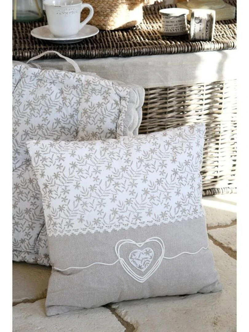 Coussin 40x40 cm Sophie naturel coton Blanc