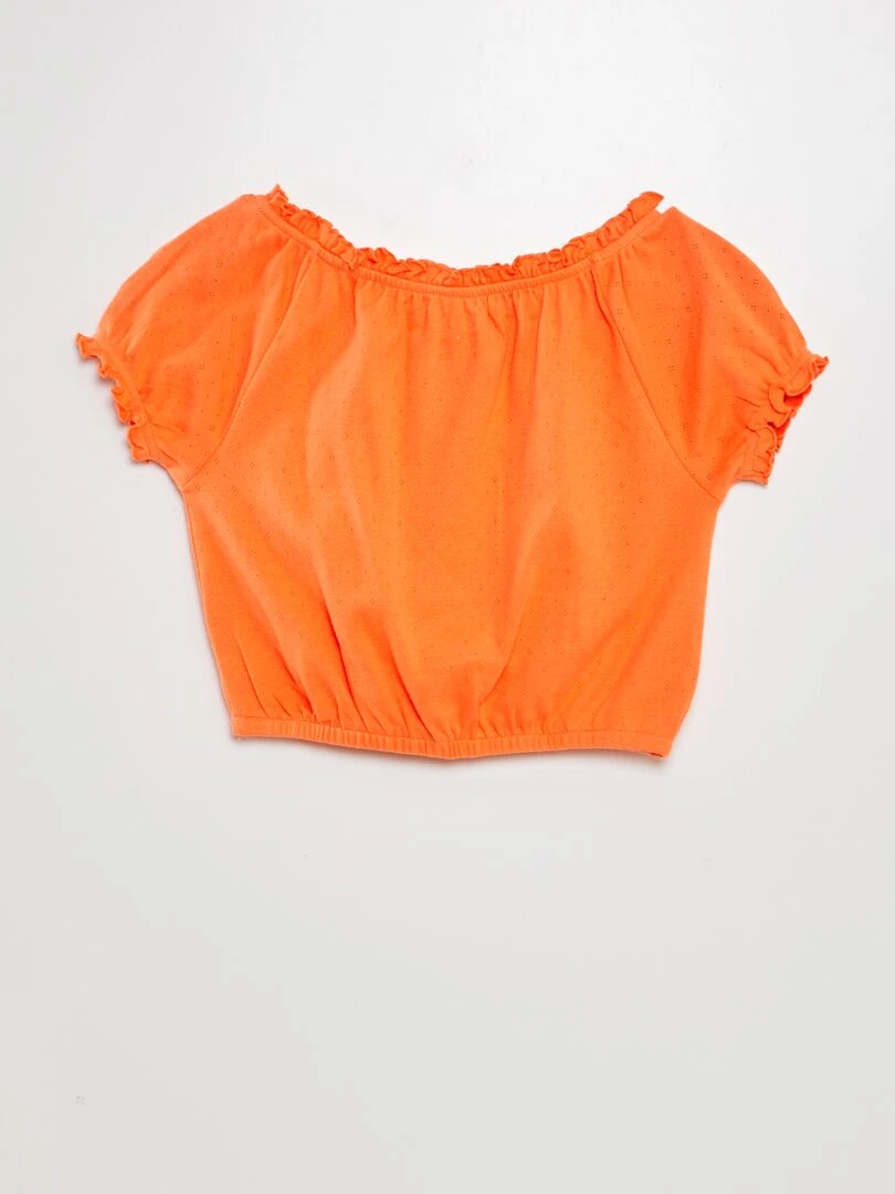 T shirt à bords élastiqués   Orange