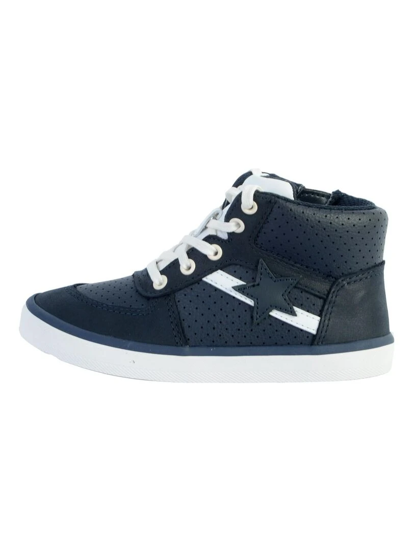 Basket Montante Cuir Enfant Clarks City Flake Bleu