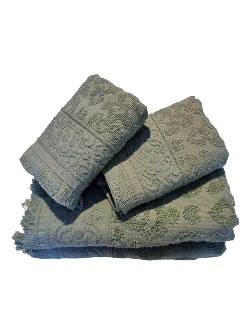 Serviette JACQUARD à franges   Vert Clair   Vert