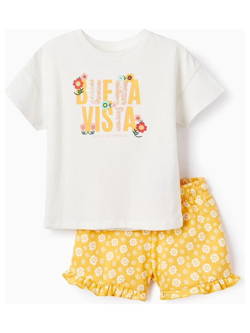 T Shirt + Short pour Fille 'Buena Vista' Ecru