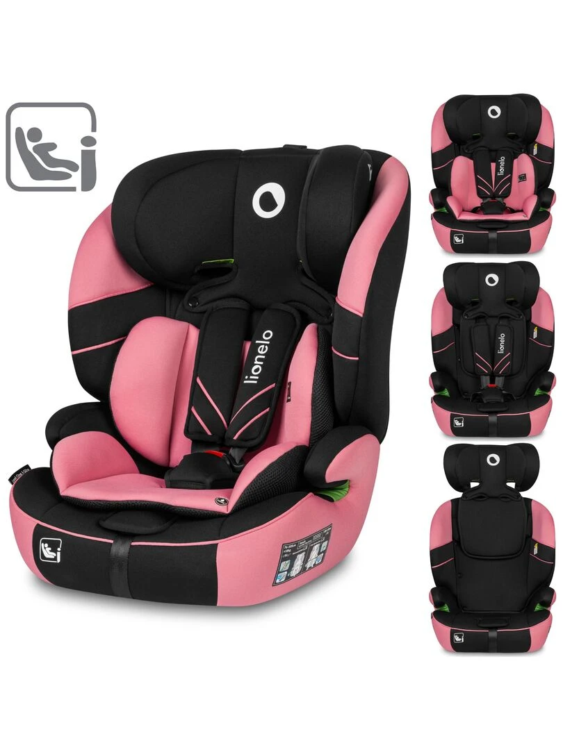Siège auto bébé évolutif LIONELO Levi One i Size Groupe 1/2/3 Rose Noir Rose