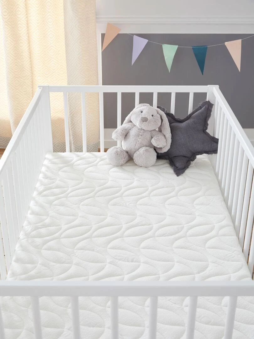 Matelas Enfant/Bébé Bamboo   70x140x14 cm   Ultra Doux   Sans Traitement Chimique   Déhoussable   Blanc