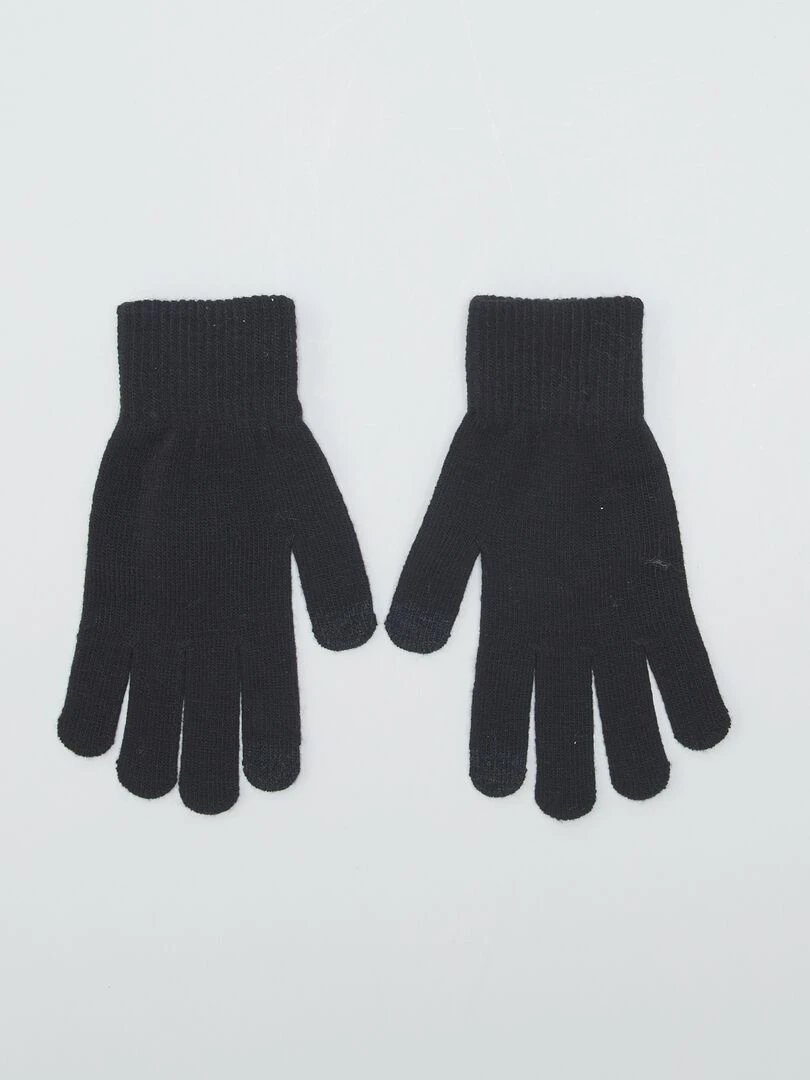 Lot de 2 paires de gants tactiles Noir