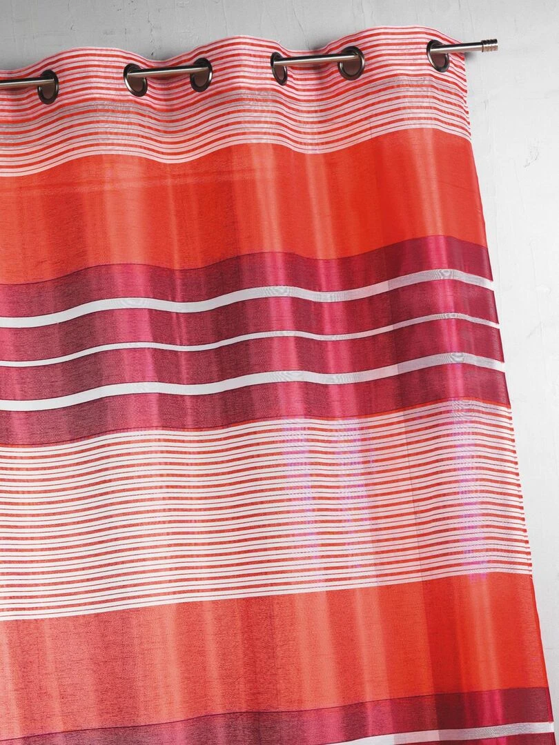 Voilage fantaisie à rayures horizontales Rouge brique