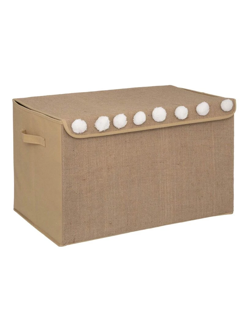 Coffre à jouets en intissé et pompons Marron clair