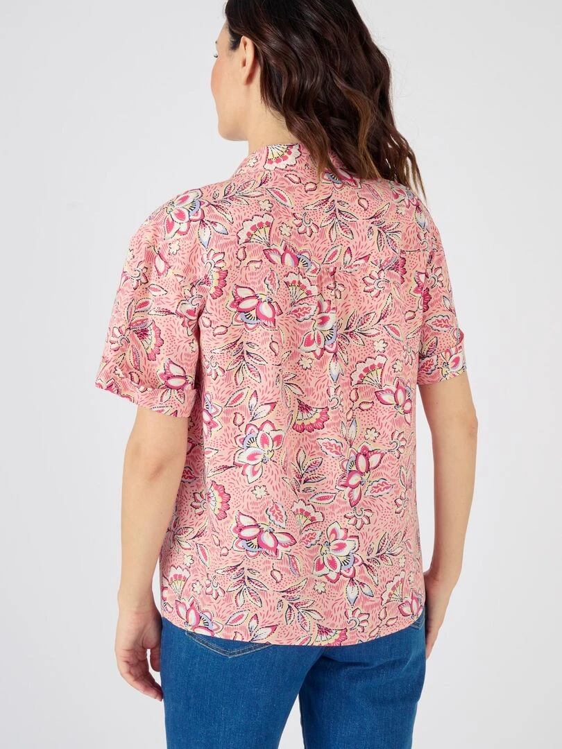Chemisier imprimé manches à revers Climatyl   Damart   Rose