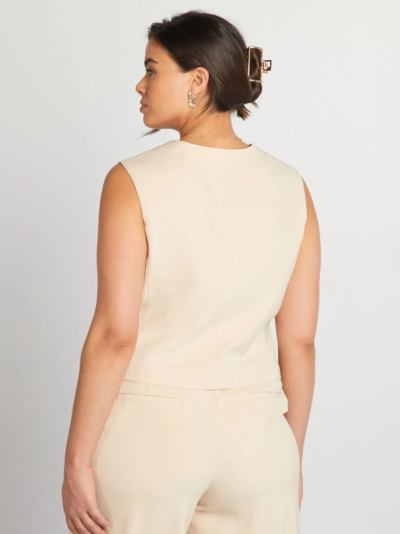 Gilet court de tailleur sans manches   Beige