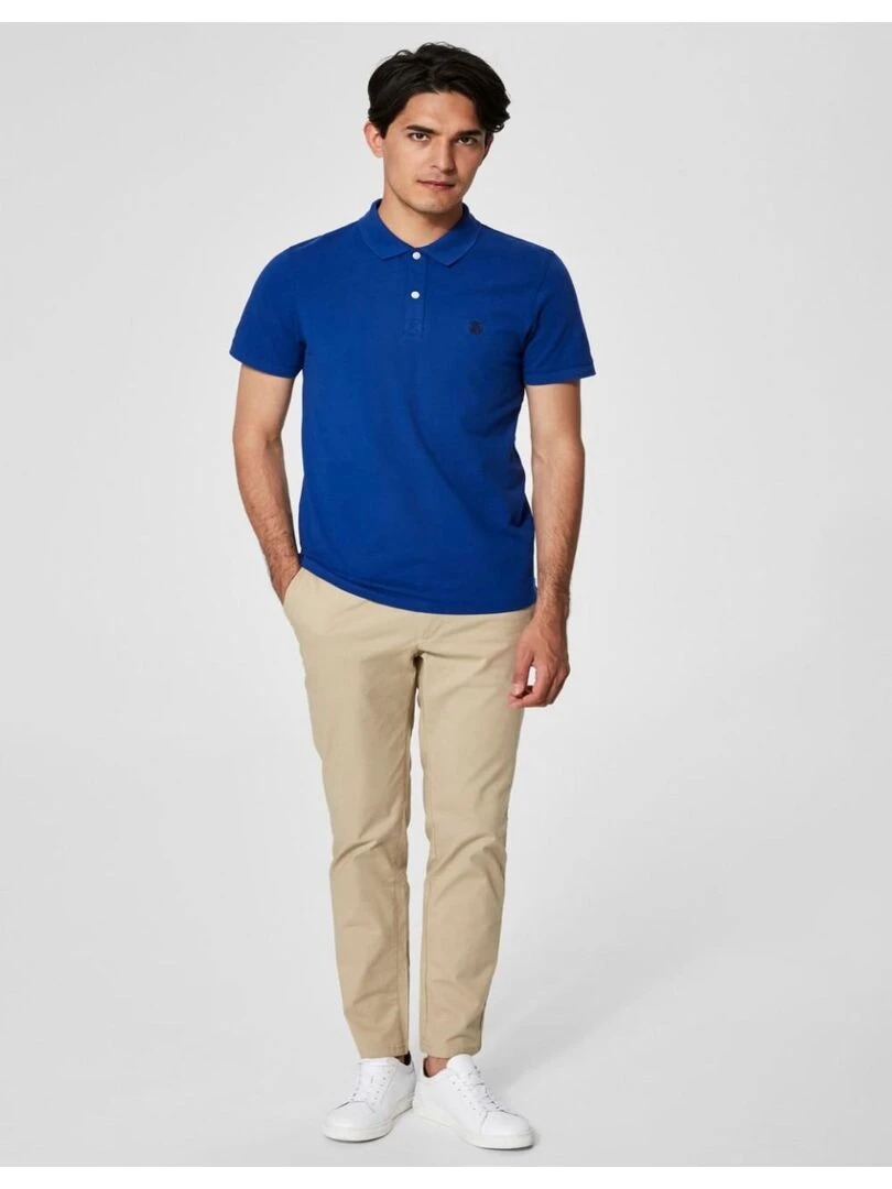 Polo manches courtes Selected Bleu