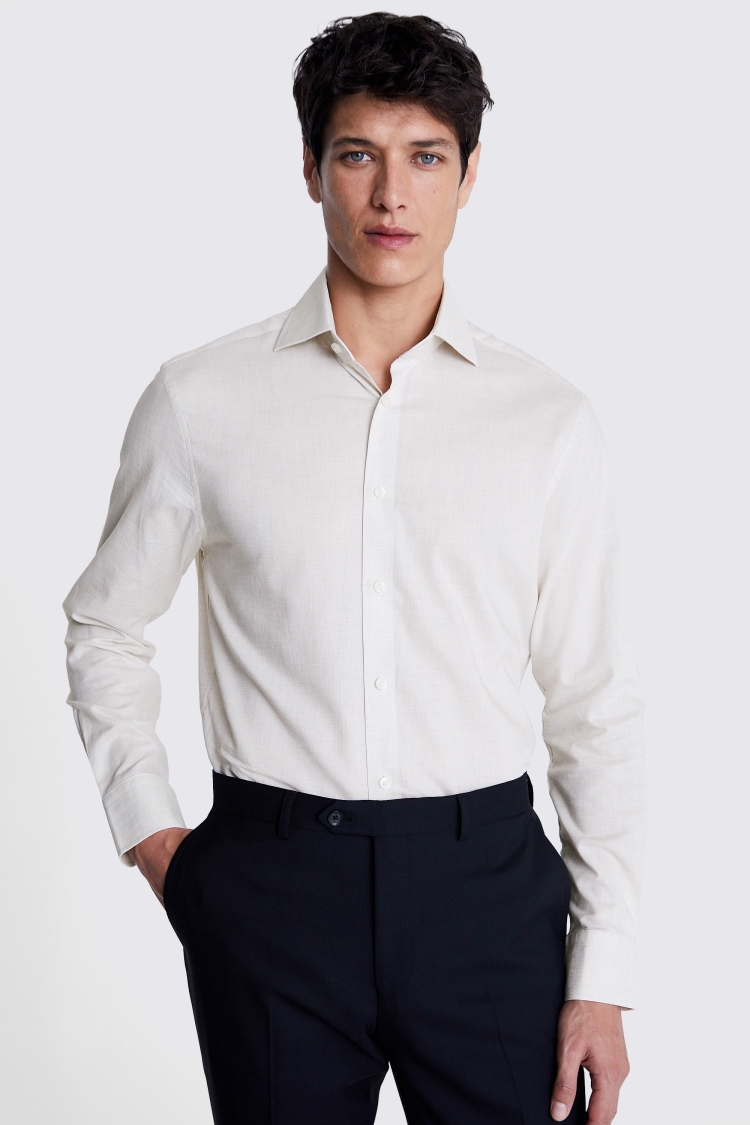 Tailored Fit Neutral Melange Shirt Buy Online at Moss