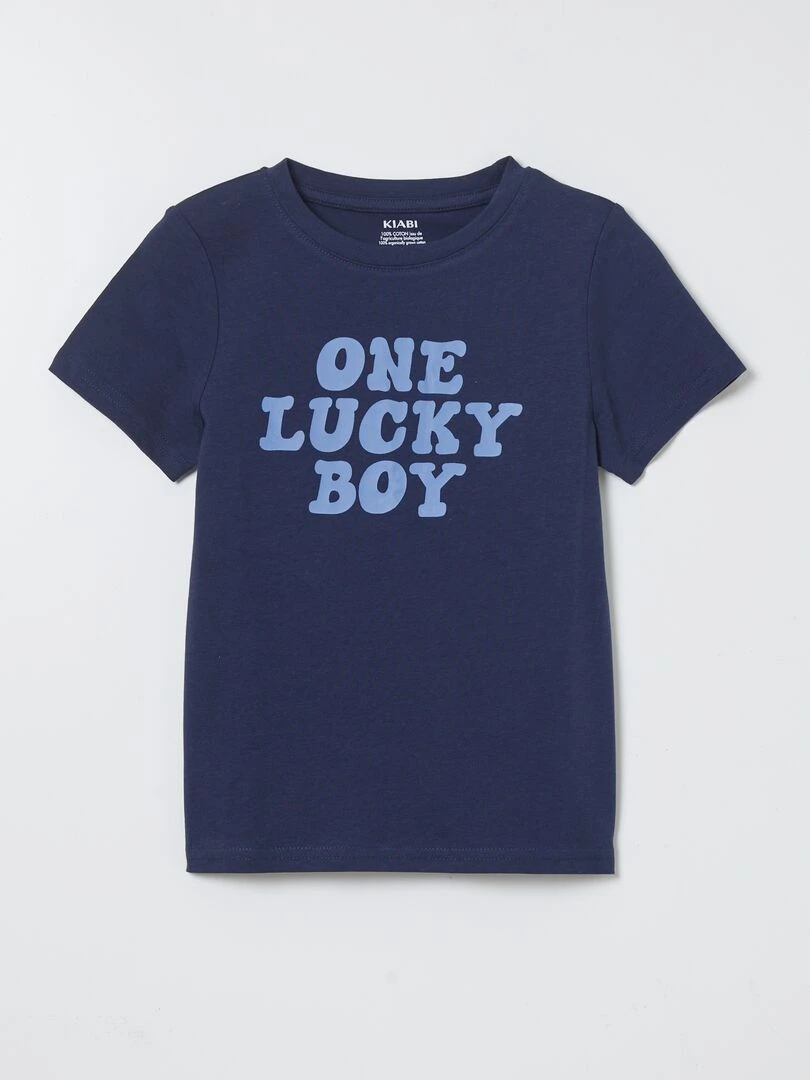 T shirt en coton imprimé Bleu
