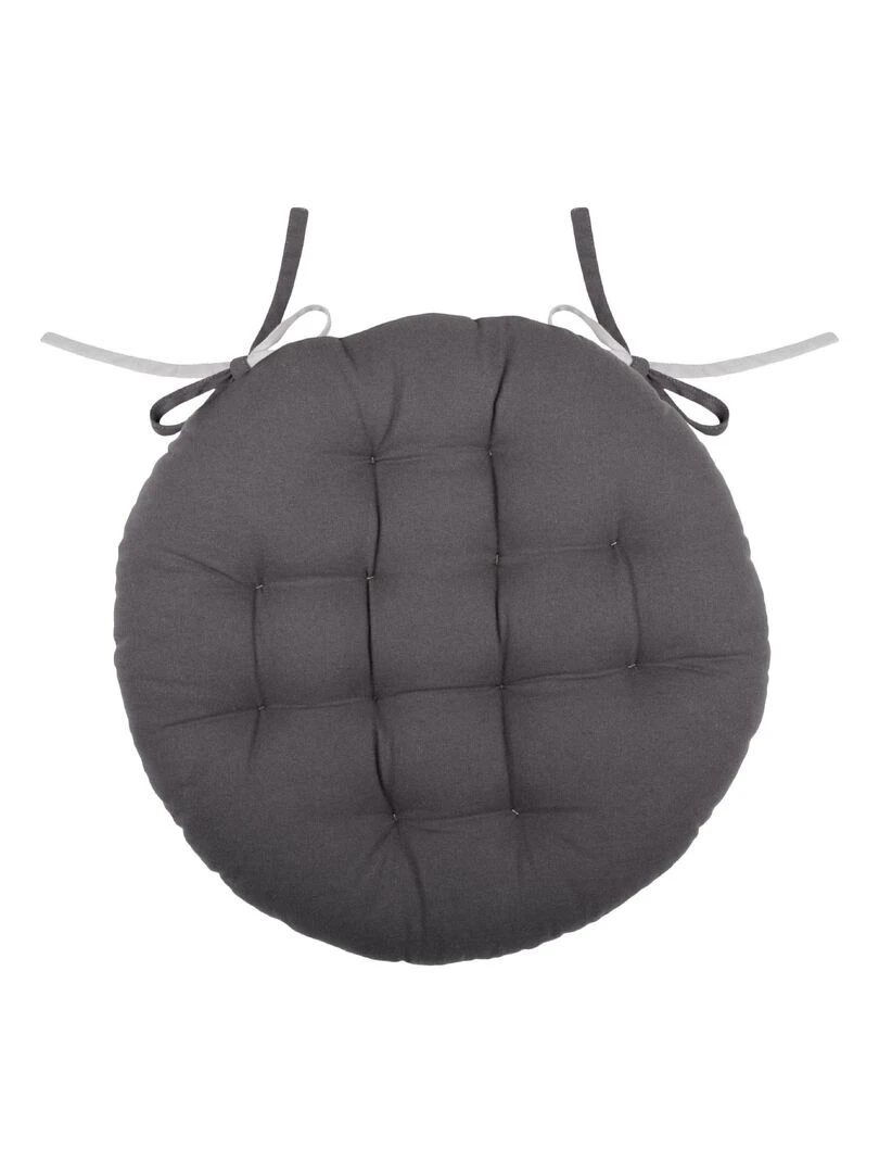 Galette de chaise ronde et bicolore Gris perle